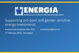 Supporting pro-poor and gender sensitive energy investments