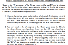 Brasilia Declaration on the Future of the Climate Investment Funds (CIF)