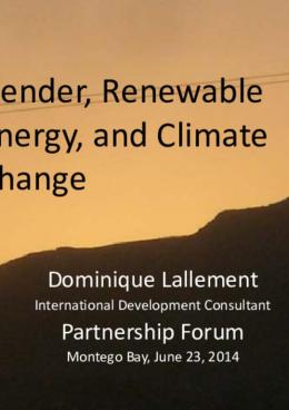 Gender; Renewable Energy; and Climate Change