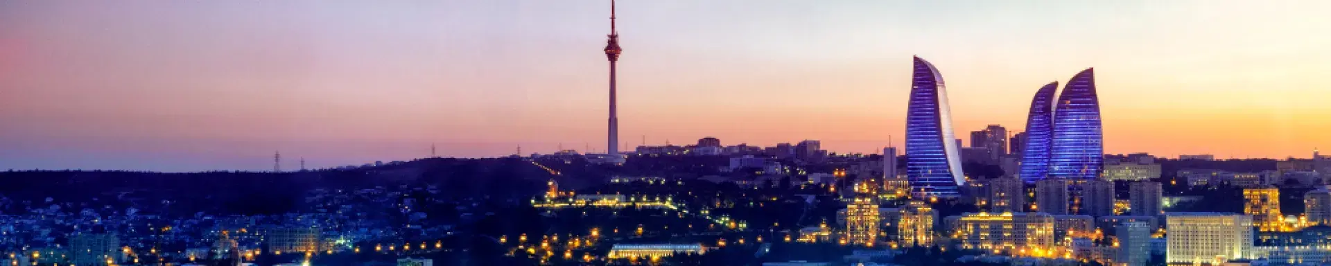 Baku night time cityscape