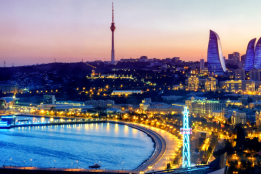 Baku night time cityscape