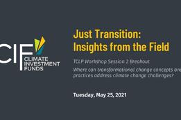 Just Transition Sessions 2-3 Presentations - TCLP Workshop (May 25-26; 2021)