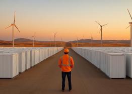 Man standing on clean energy field