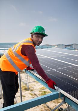 Solar panel technician in Maldives