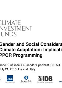 Gender and Social Considerations in Climate Adaptation: Implications for PPCR Programming
