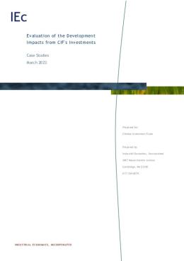 Evaluation of the Development Impacts from CIF’s Investments Case Studies