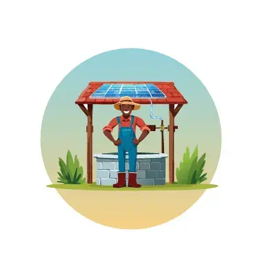 A man standing in front of a well