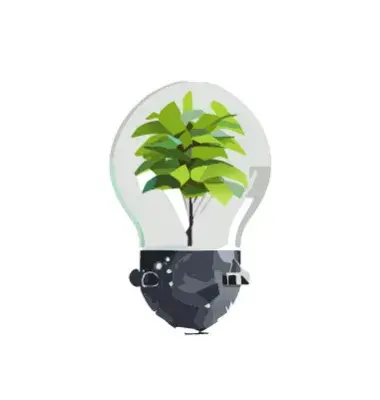 Illustration of a light bulb with plant inside it
